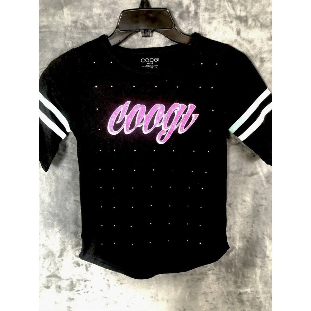 Coogi Girls Black Rhinestone Logo T-Shirt Size 14/16 Cotton/Polyester Blend - Picture 8 of 15